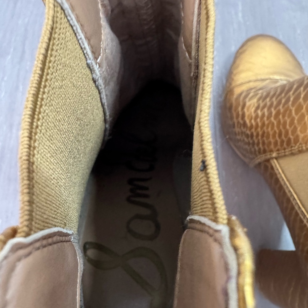 Sam Edelman Gold Snake-Python Heeled Booties Woma… - image 5